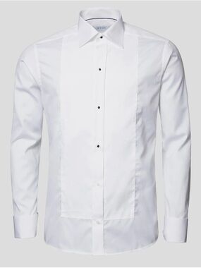 NWT Eton White French Cuff Pique Tuxedo Evening Shirt Classic Fit 43/17